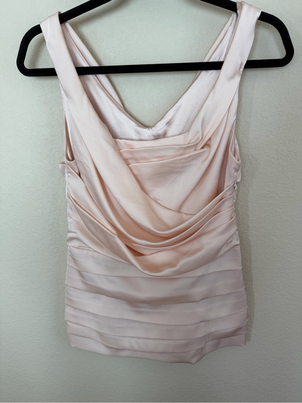 Express Satin Pleated Tank in Blush Pink